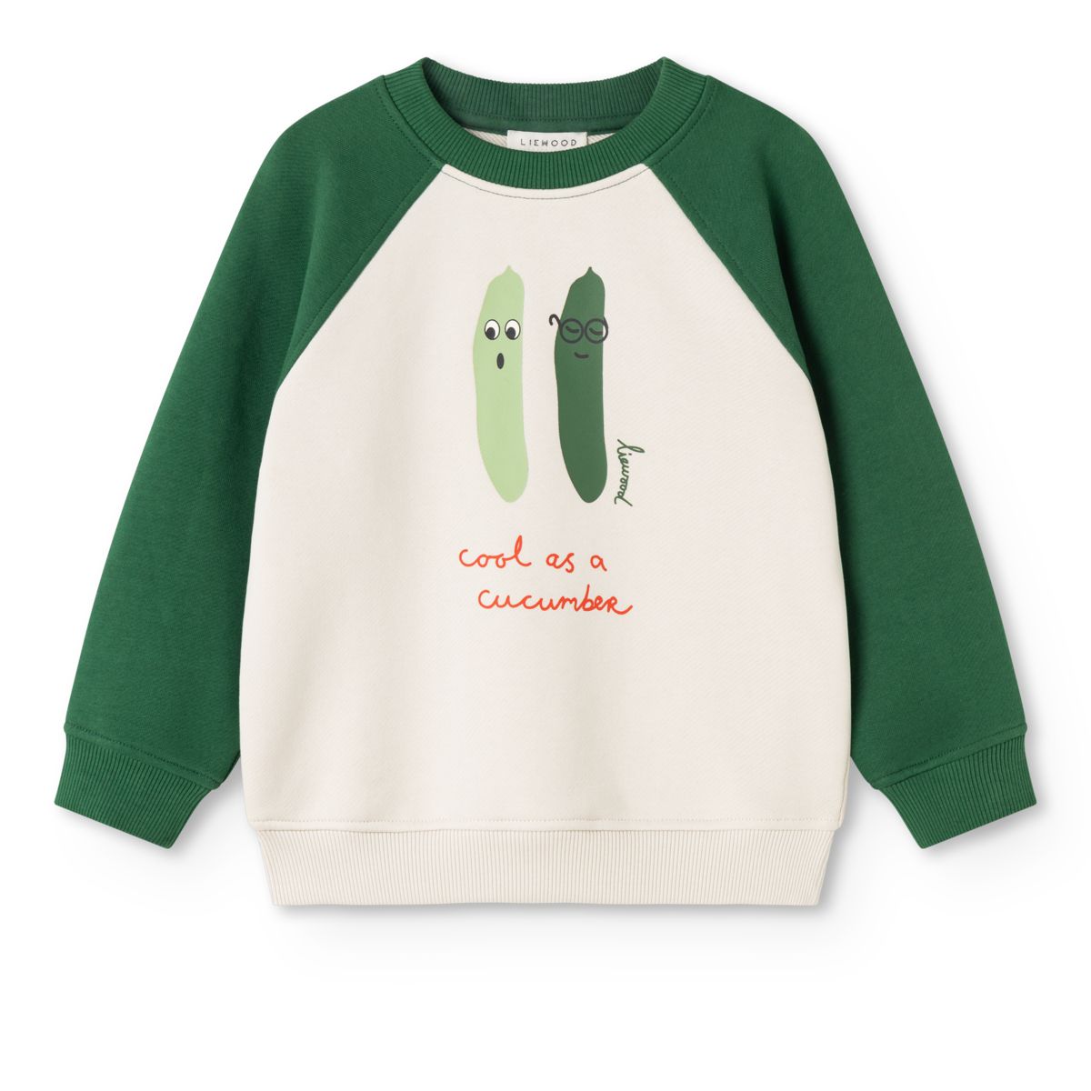 Sandy Vegetable Print Organic Cotton Oversized Sweatshirt with Terry Embroidery & Raglan Sleeves for Kids School & Play
