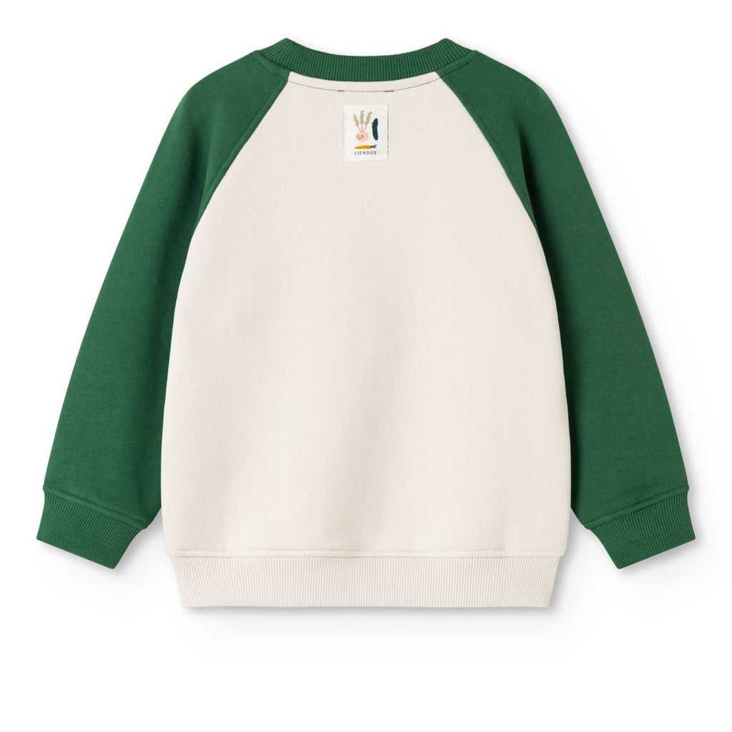 Sandy Vegetable Print Organic Cotton Oversized Sweatshirt with Terry Embroidery & Raglan Sleeves for Kids School & Play