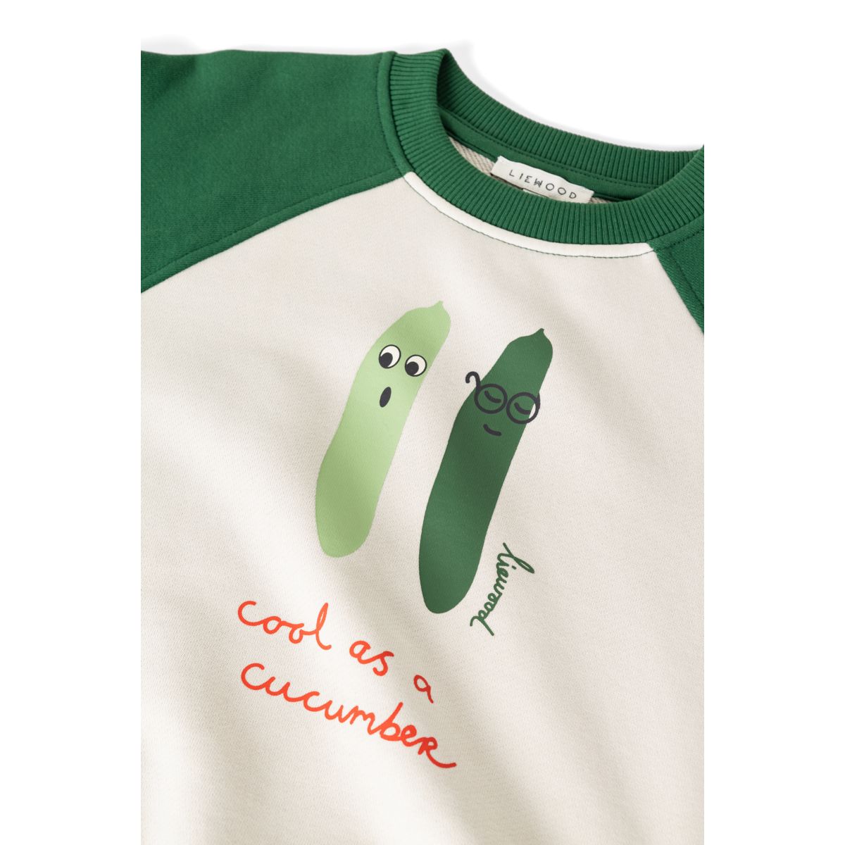 Sandy Vegetable Print Organic Cotton Oversized Sweatshirt with Terry Embroidery & Raglan Sleeves for Kids School & Play