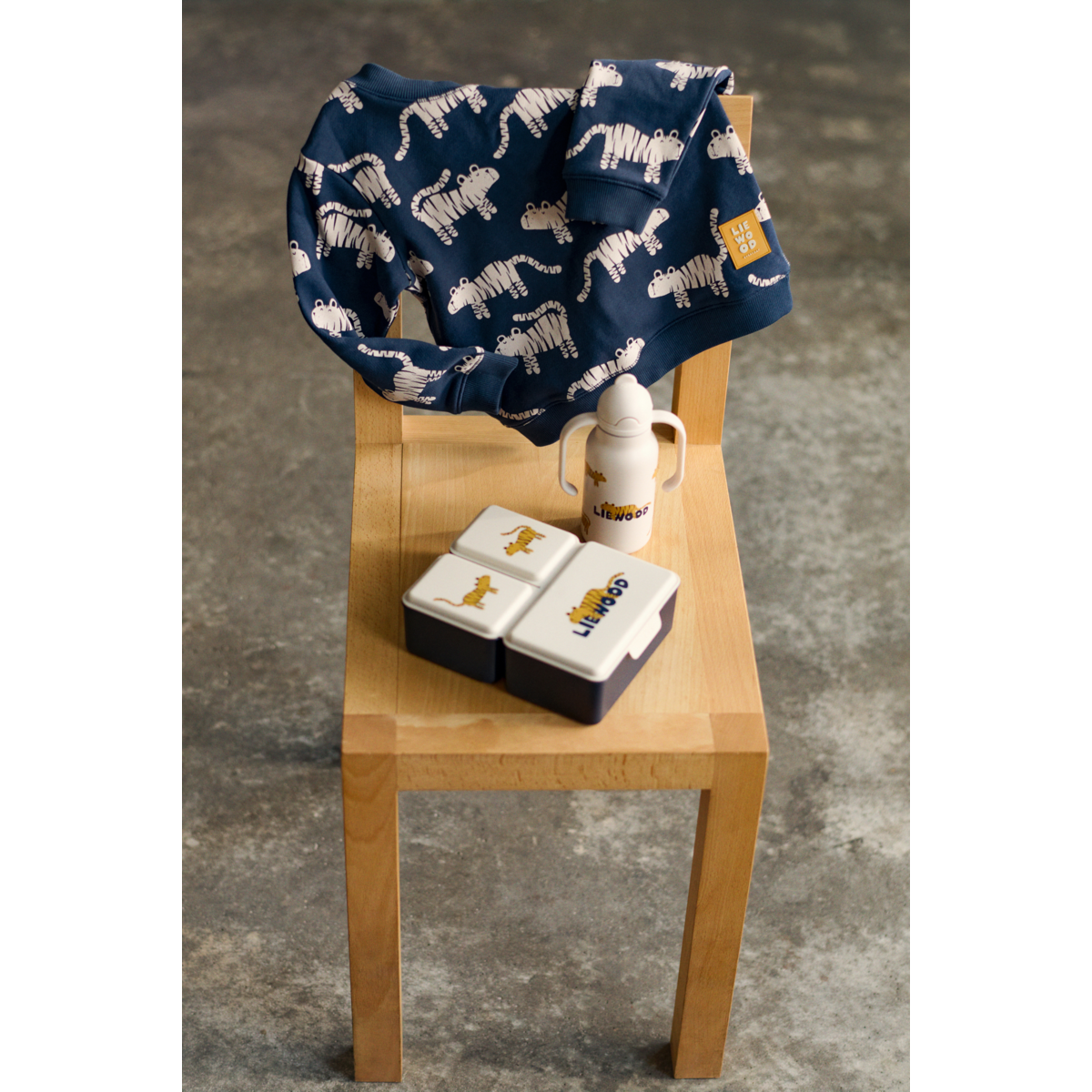 Classic Navy Tiger Print Organic Cotton Sweatshirt with Boxy Fit & Dropped Shoulders for Kids School & Weekend