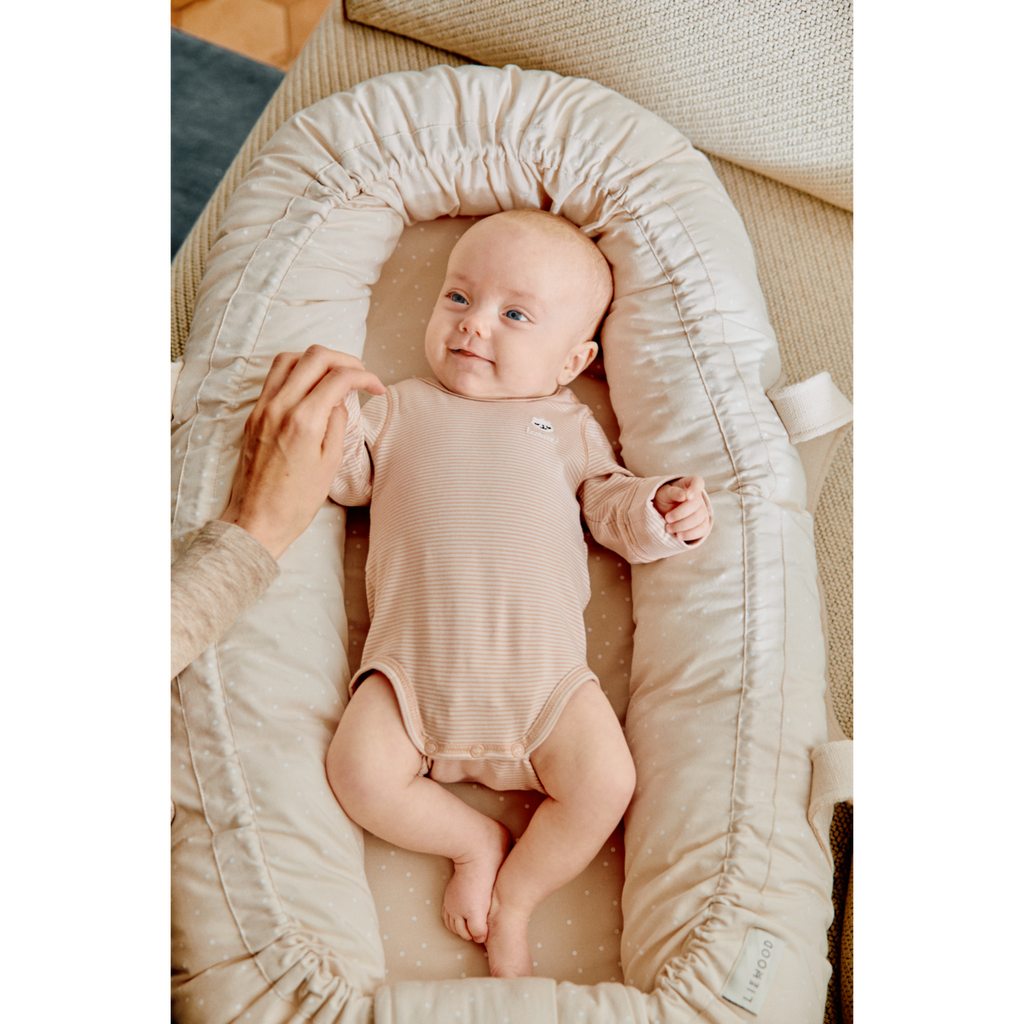 Stripe Organic Cotton Stretch Long-Sleeve Bodysuit with Grow Cuffs & Adjustable Snap Buttons for Baby Everyday Layering