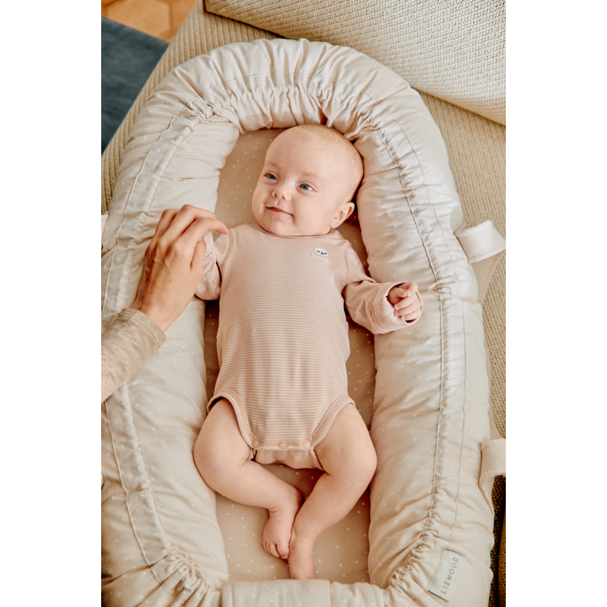 Stripe Organic Cotton Stretch Long-Sleeve Bodysuit with Grow Cuffs & Adjustable Snap Buttons for Baby Everyday Layering